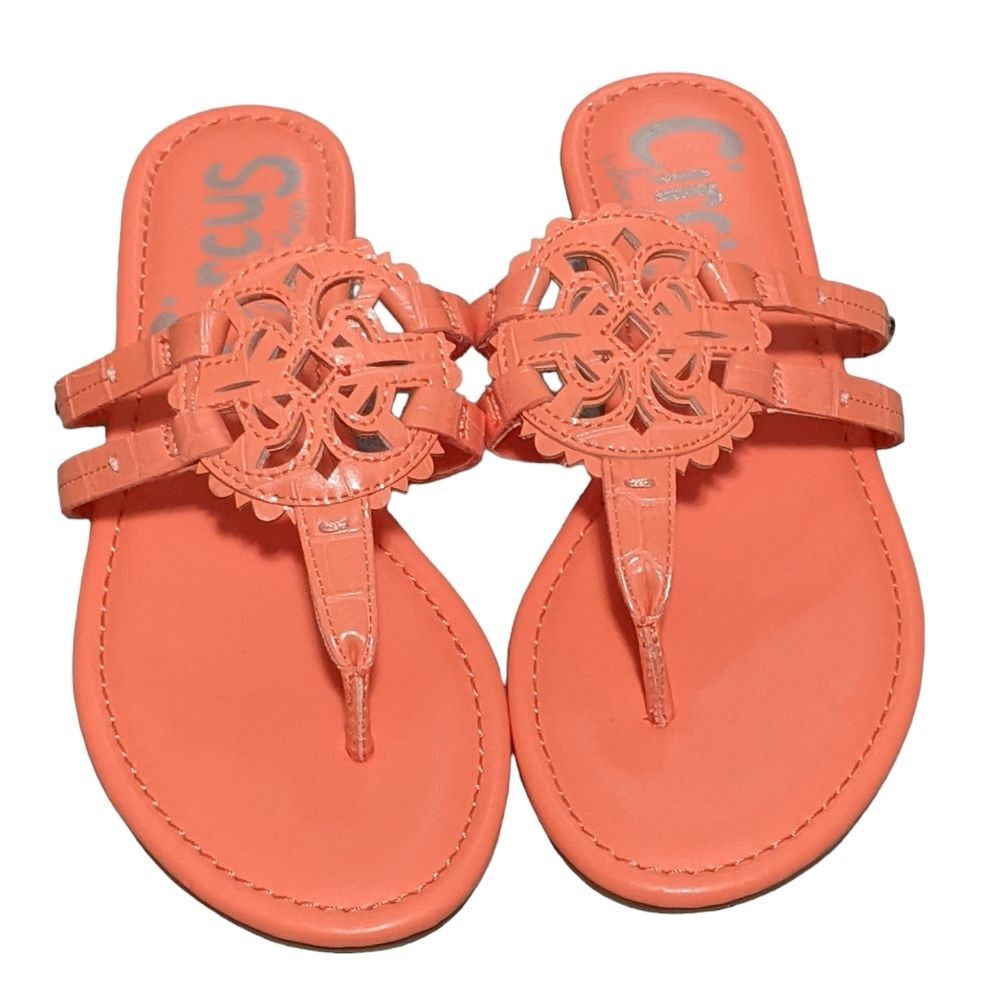 Circus Sam Edelman Canyon orange faux patent leather flip flop sandals 7.5M